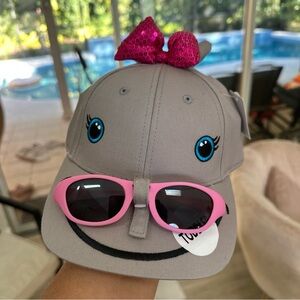 Sea World Toddler Hat Dolphin Gray With Pink Bow And Pink Sunglasses NWT